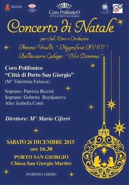 CONCERTO DI NATALE CORO POLIFONICO CITTA' DI PORTO SAN GIORGIO - 26/12/15 